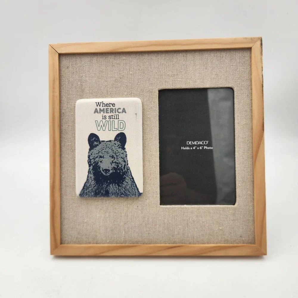 Demdaco Where America is Still Wild Black Bear 4x6 Photo Frame Wood Rustic Lodge